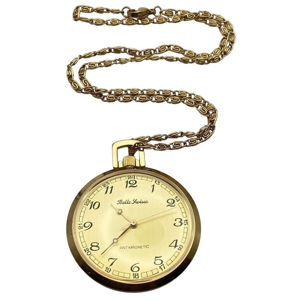 VTG Bella Suisse Hong Kong Mechanical Pocket Watch 42mm Antimagnetic Runs *Read